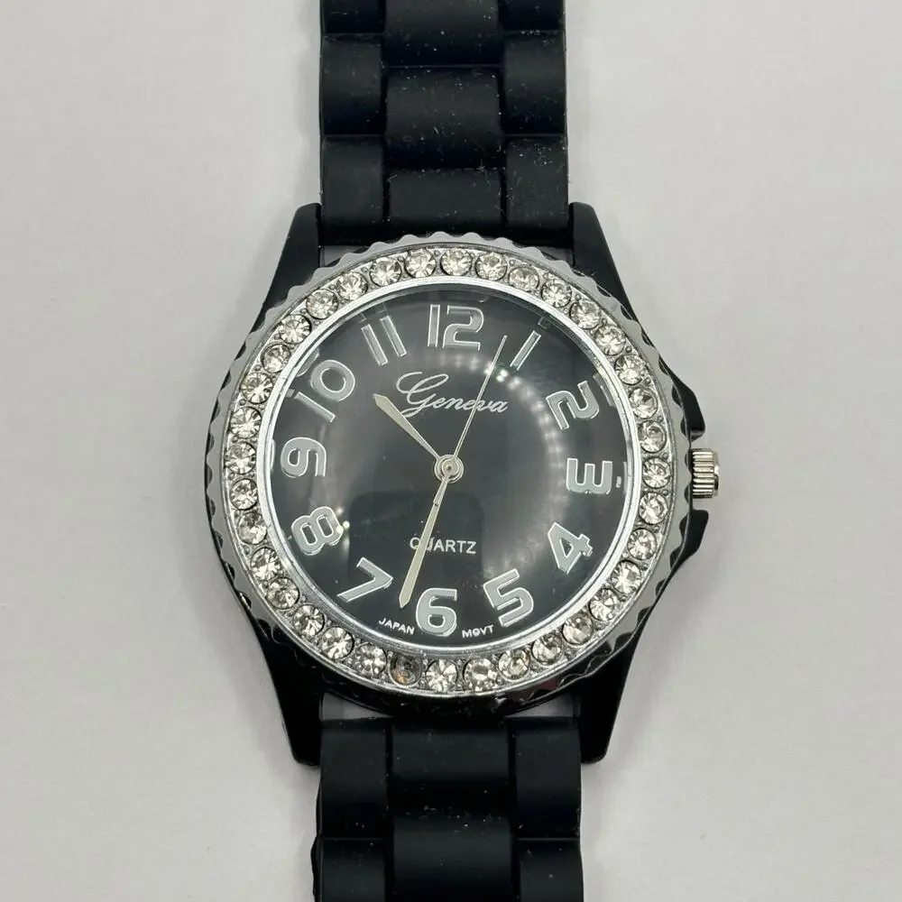 Black & Silver Crystal Men's Watch